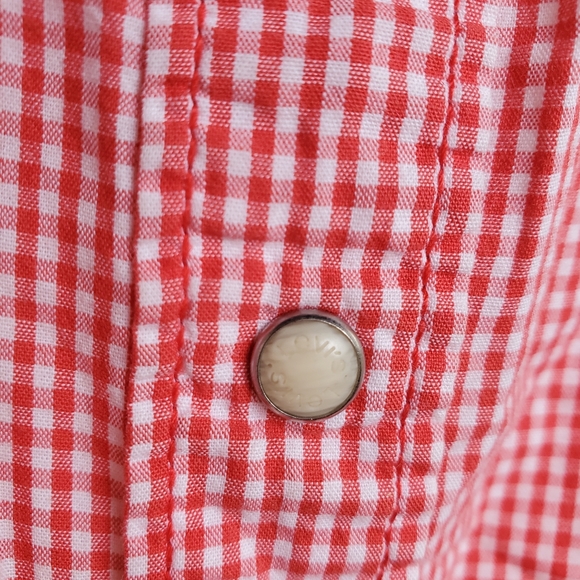 Levi's 100% Cotton Red White Gingham Checked Longsleeved Shirt / Gender Neutral - Picture 4 of 9